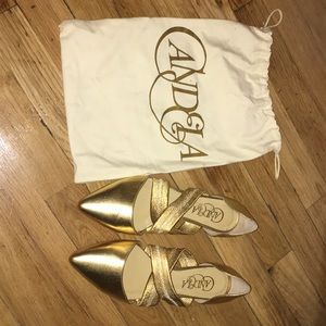 Gold Candela Bravura Flats Sz 7